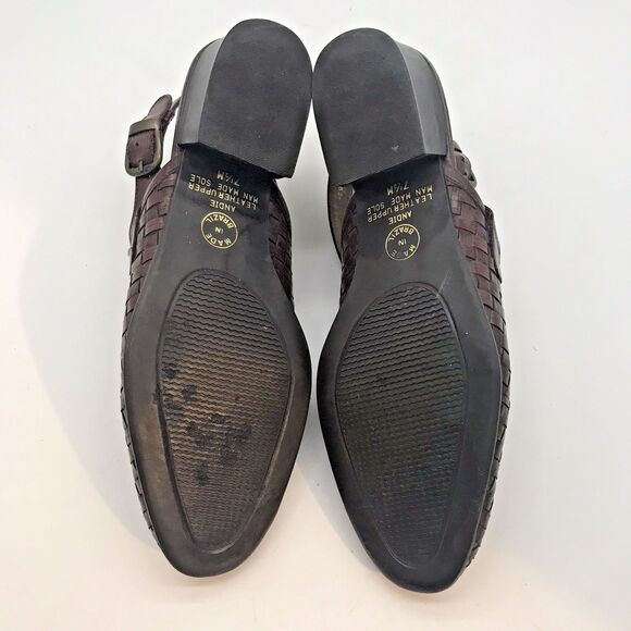 Cabin Creek Andie Sandal Women's 7.5M Brown Woven Leather Slingback Shoes Brazil - Picture 8 of 9